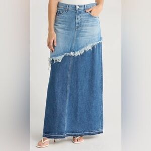MOTHER The Dual Ditcher Denim Maxi Skirt